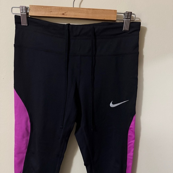Nike Dri Fit Womens Black Purple Leggings Size Small Athleisure Gym Running - Picture 4 of 6